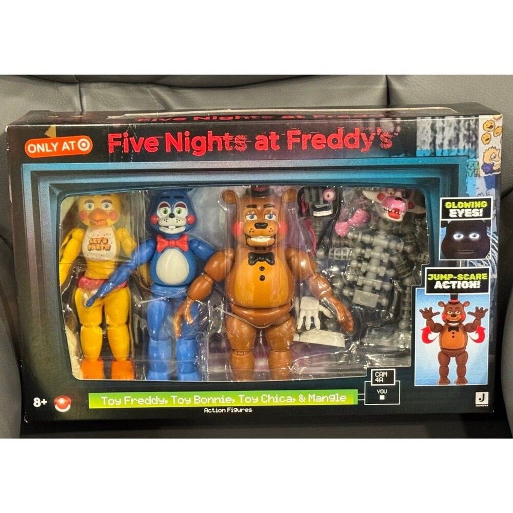 FIVE NIGHTS AT FREDDY'S Toy Freddy Bonnie Chica Mangle 4 Figure Pack Eyes Glow